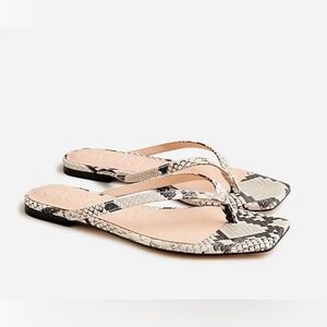 NWOT J. Crew Snake-Print Thong Sandals in Black and Cream